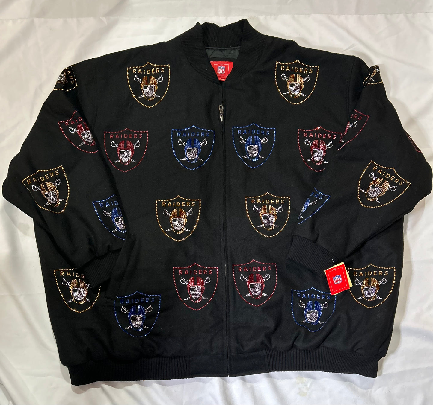 Las Vegas Raiders NFL Vintage Bedazzled Mens Wool Jacket