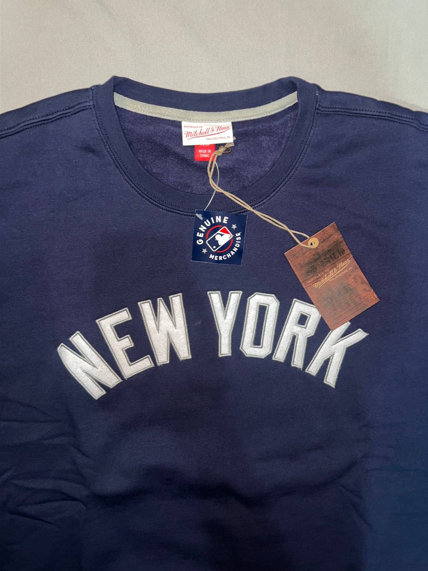 New York Yankees MLB Mitchell & Ness Genuine Merchandise Current Logo There and Back Fleece Crew