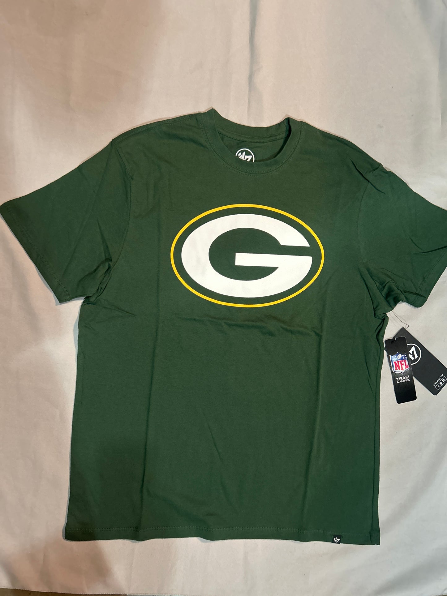 Green Bay Packers NFL 47Brand Dark Green with Official Logo Men T-Shirt