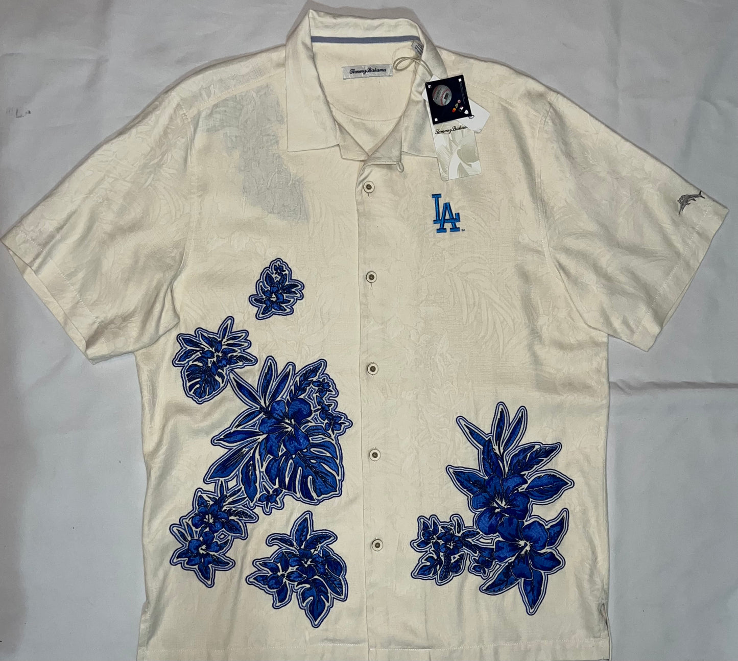 Los Angeles Dodgers MLB Tommy Bahama Genuine Merchandise Hibiscus Vibrations Silk Camp Shirt