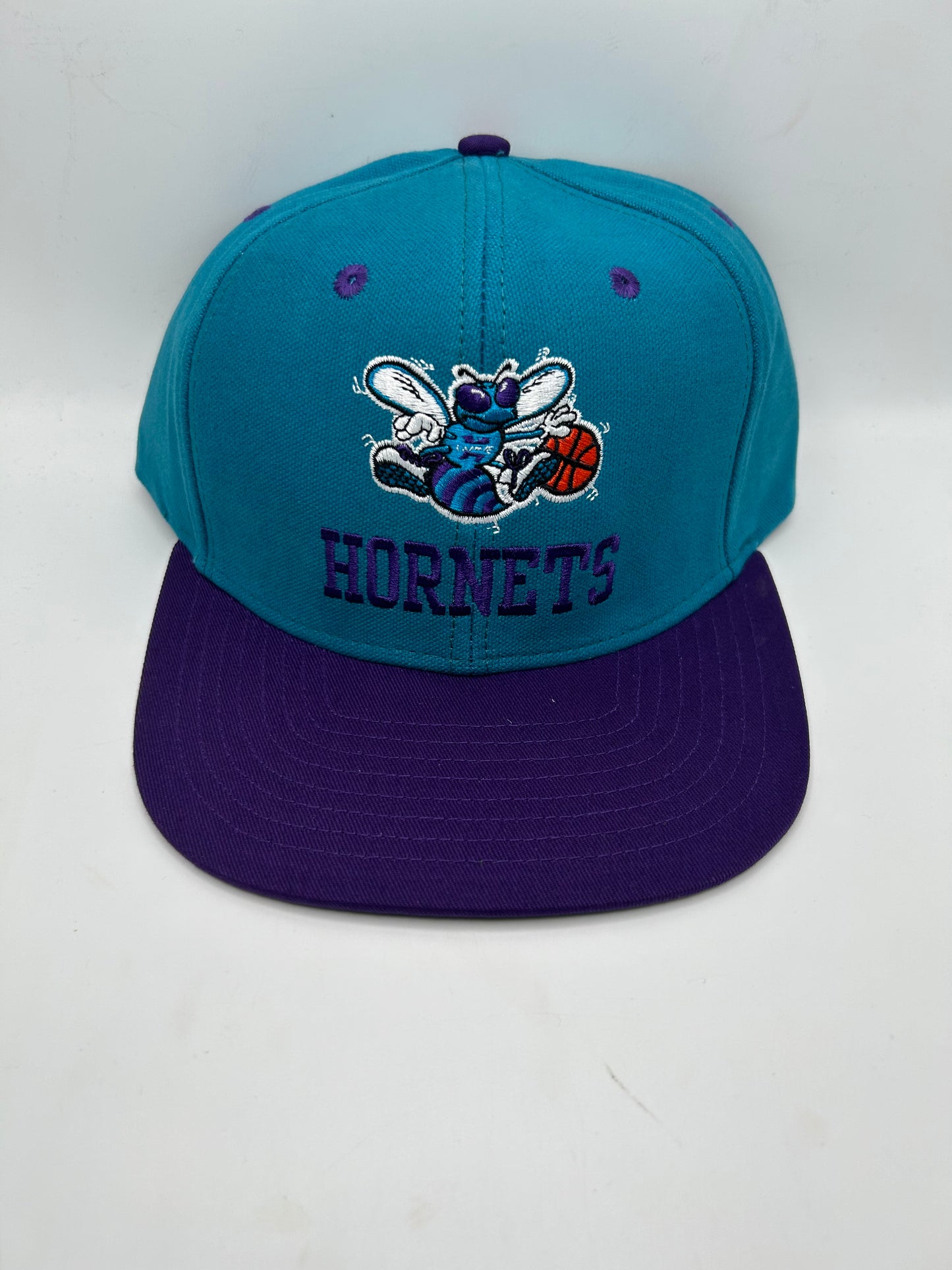 Vintage Charlotte Hornets Adidas Hardwood Classics 90s Purple Teal 2 SnapBack