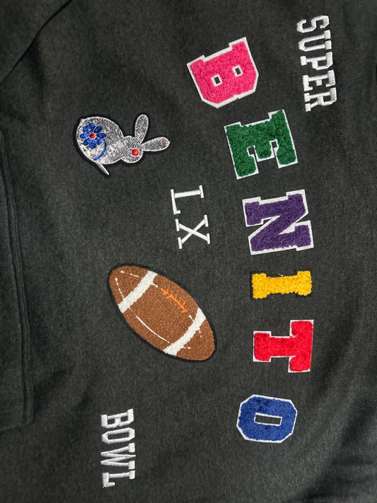 NFL Superbowl LX 2026 JSW Private Label "BENITO" Black Authentically Unique Patched Hoodie
