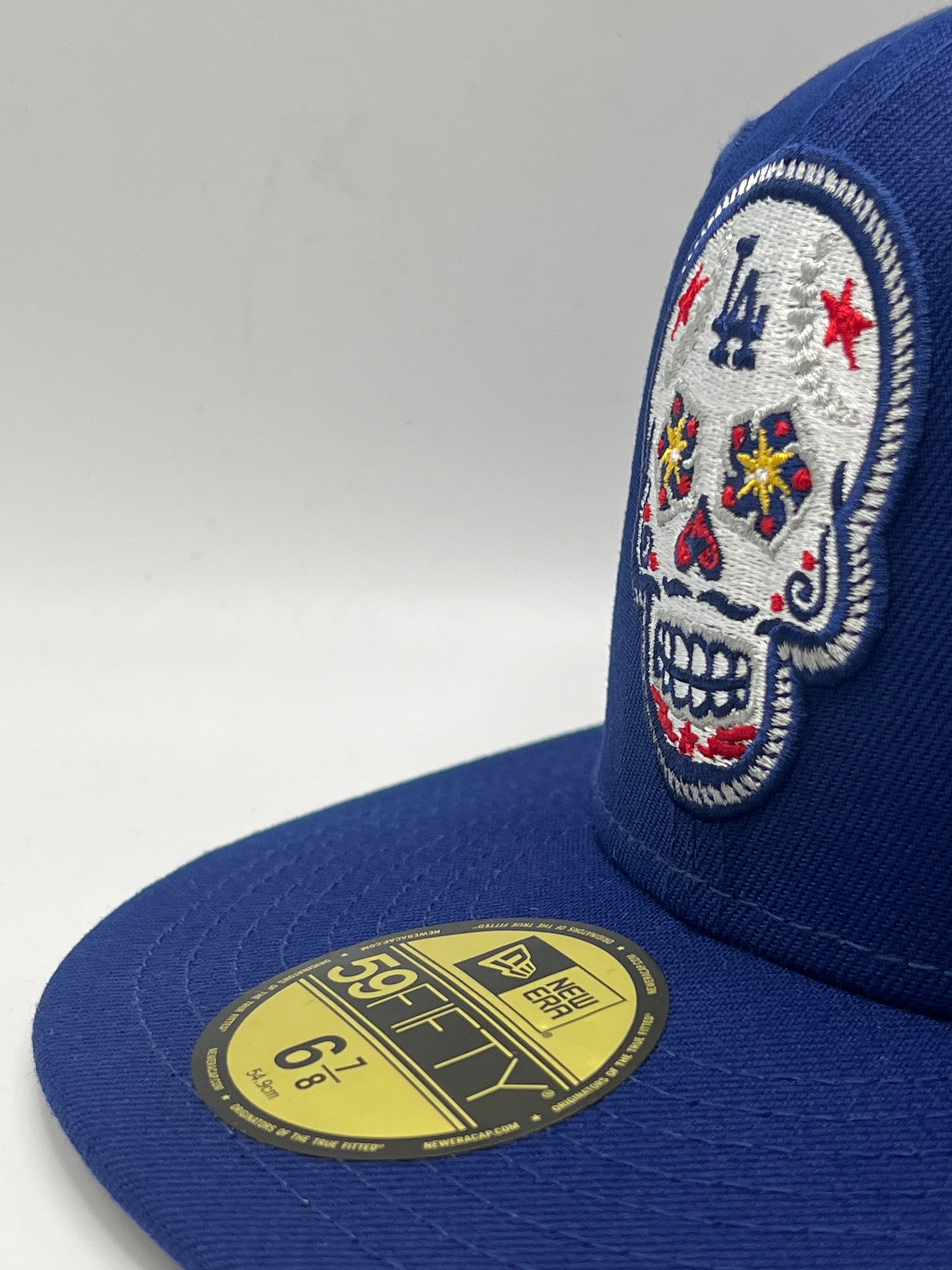 Los Angeles Dodgers MLB New Era 59Fifty Genuine Merchandise Sugar Skull-Red Stars Royal Blue Fitted Hat