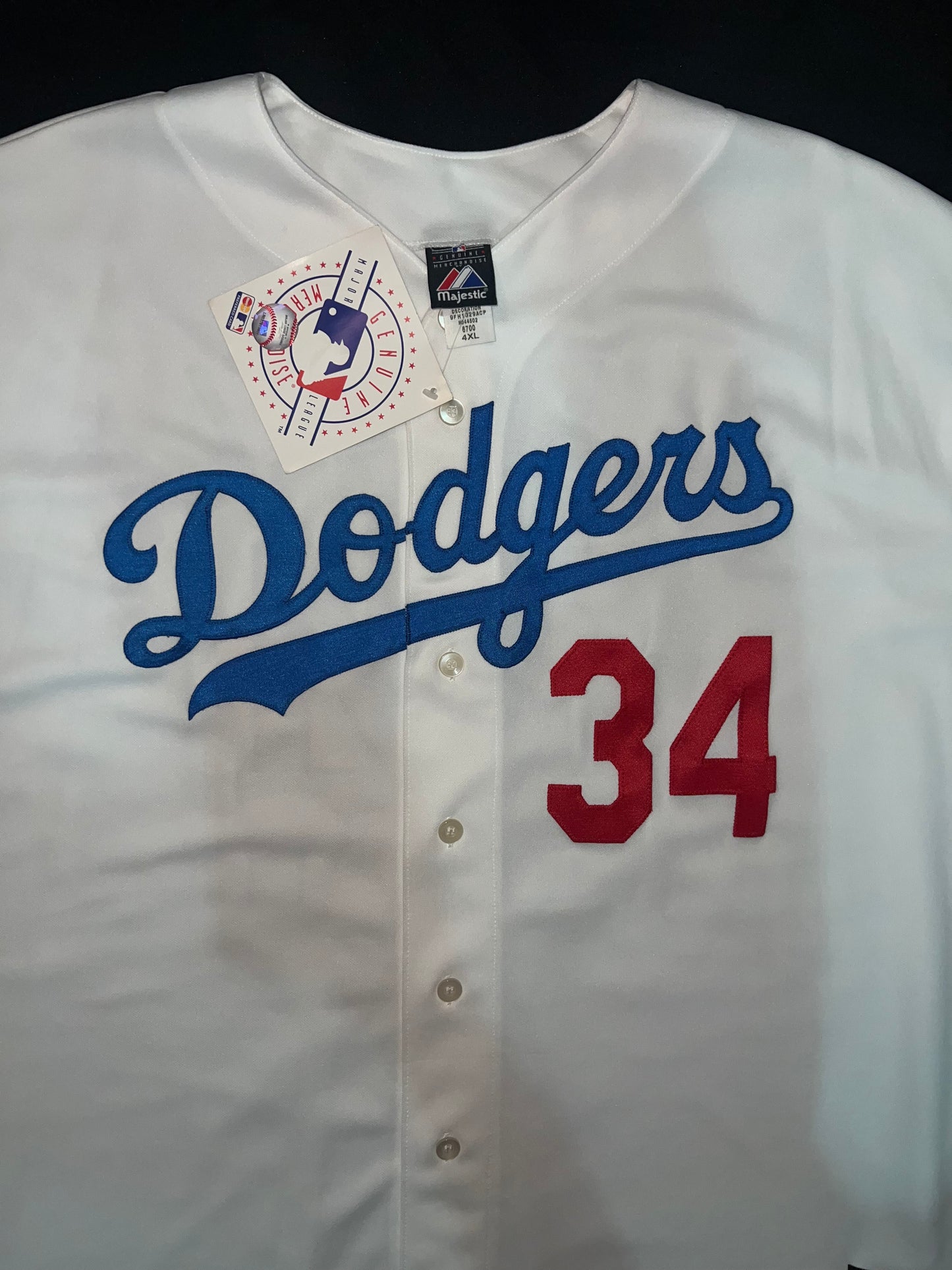 Los Angeles Dodgers MLB Majestic Genuine Merchandise #34 Valenzuela Big & Tall White Men Jersey