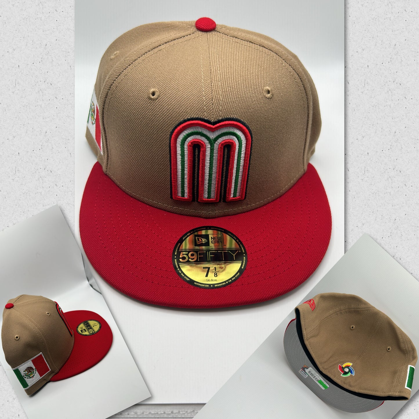 Mexico 2023 World Baseball Classic 59FIFTY New Era Fitted Hat Khaki/Red