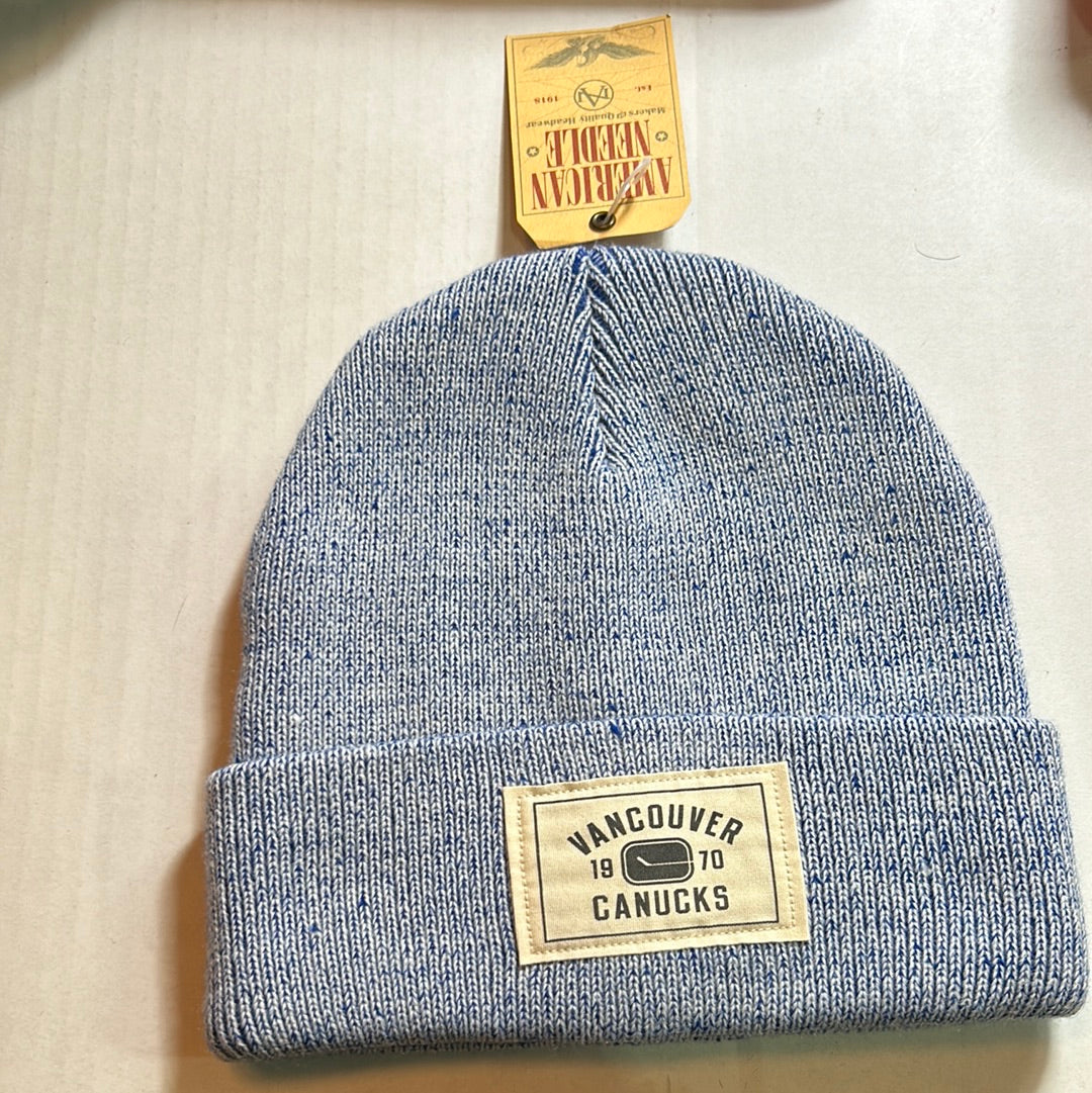 Vintage Vancouver Canucks NHL American Needle Knit Cuffed Beanie - Sky Blue