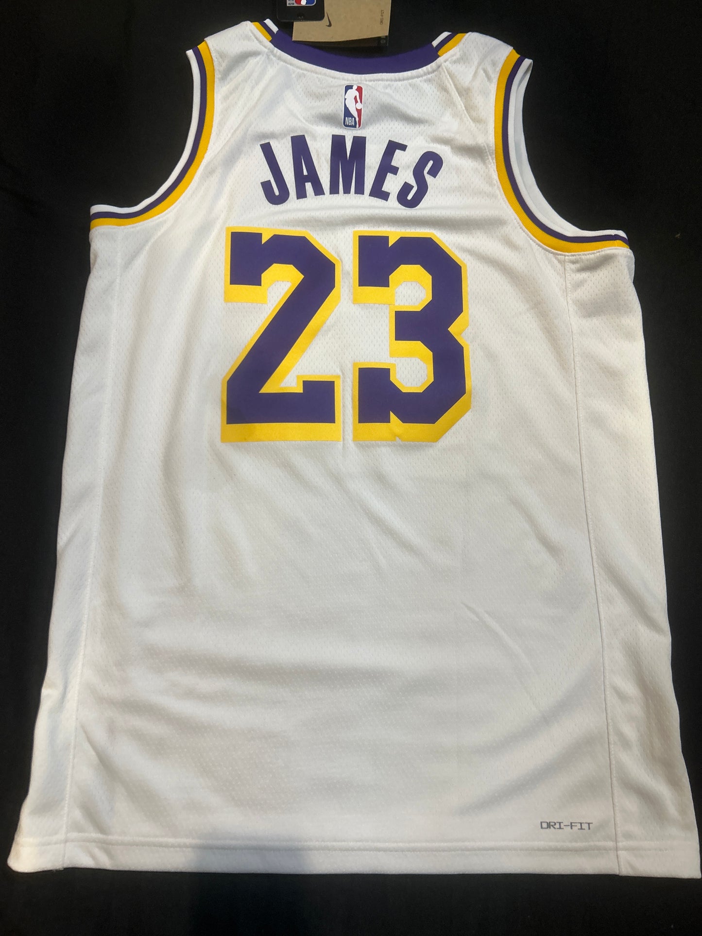 Los Angeles Lakers NBA Nike #23 LEBRON JAMES Dri-Fit Swingman Association Edition Men Jersey
