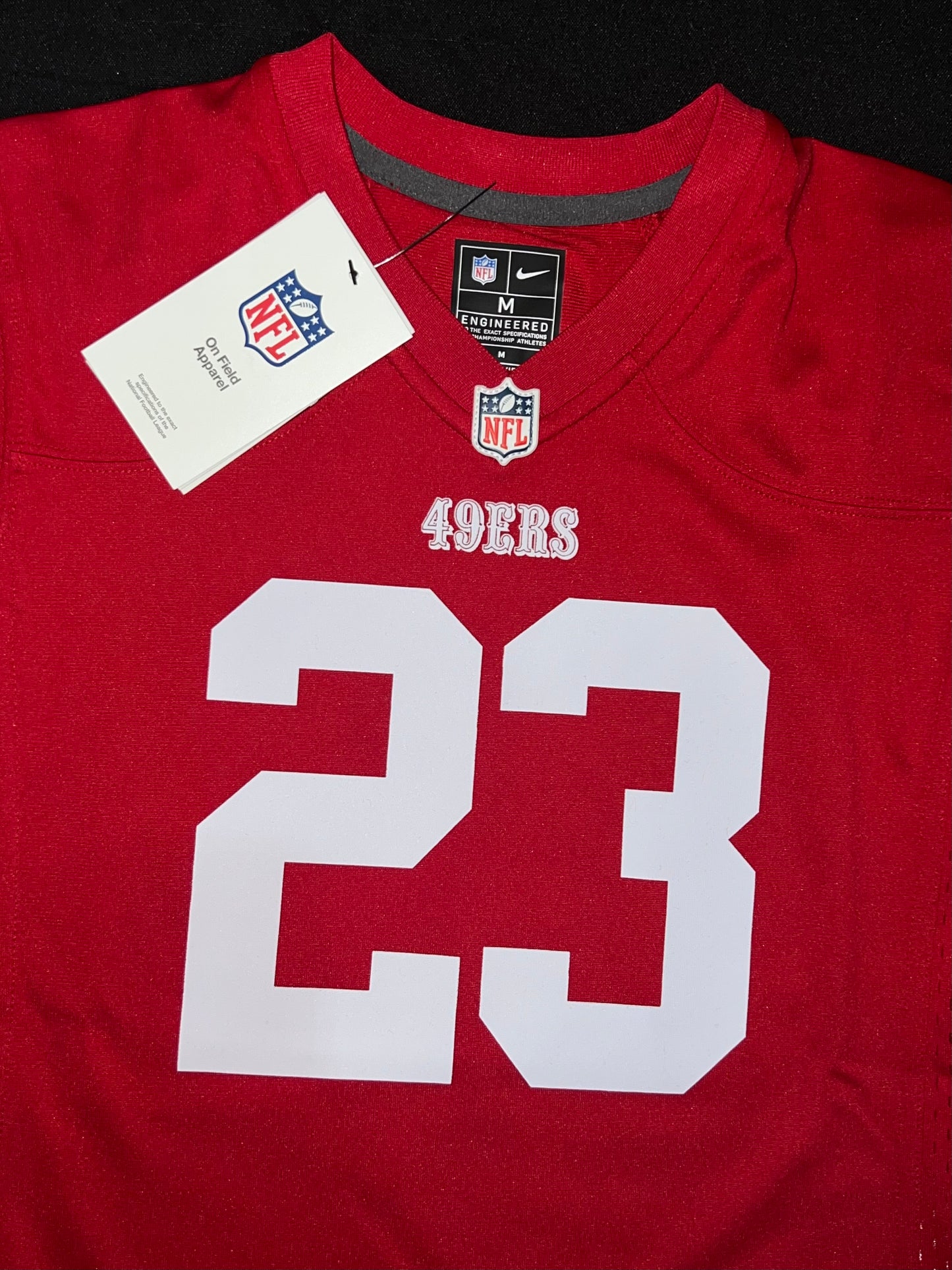 San Francisco 49ers NFL Nike On Field Apparel #23 McCaffrey kids  Jersey