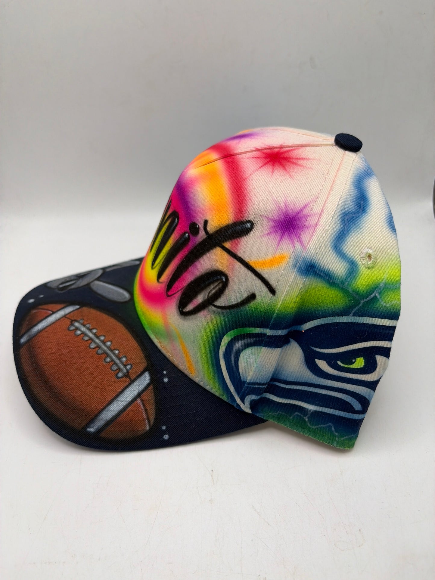 Super Bowl LX JSW Football-Bunny Benito Hand Painted A-Frame Adjustable Hat