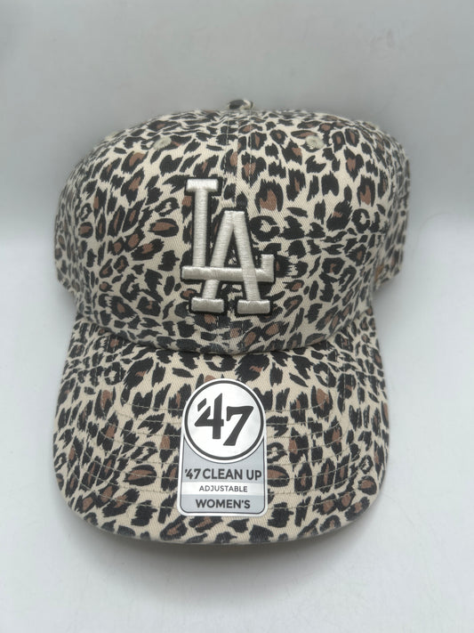 Los Angeles Dodgers 47Clean Up Khaki Cheetah Adjustable Women Hat