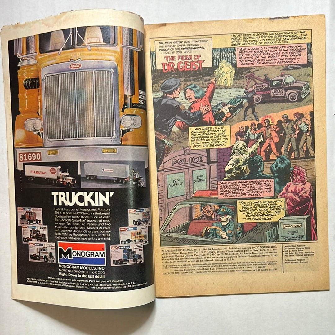 Ghosts by DC Comics “New Tales of the Weird and Supernatural: The Fine Art of Haunting: Dr. 13 The Ghost-Breaker in The Haunted House and The Spectre!” No.98 Comic Book