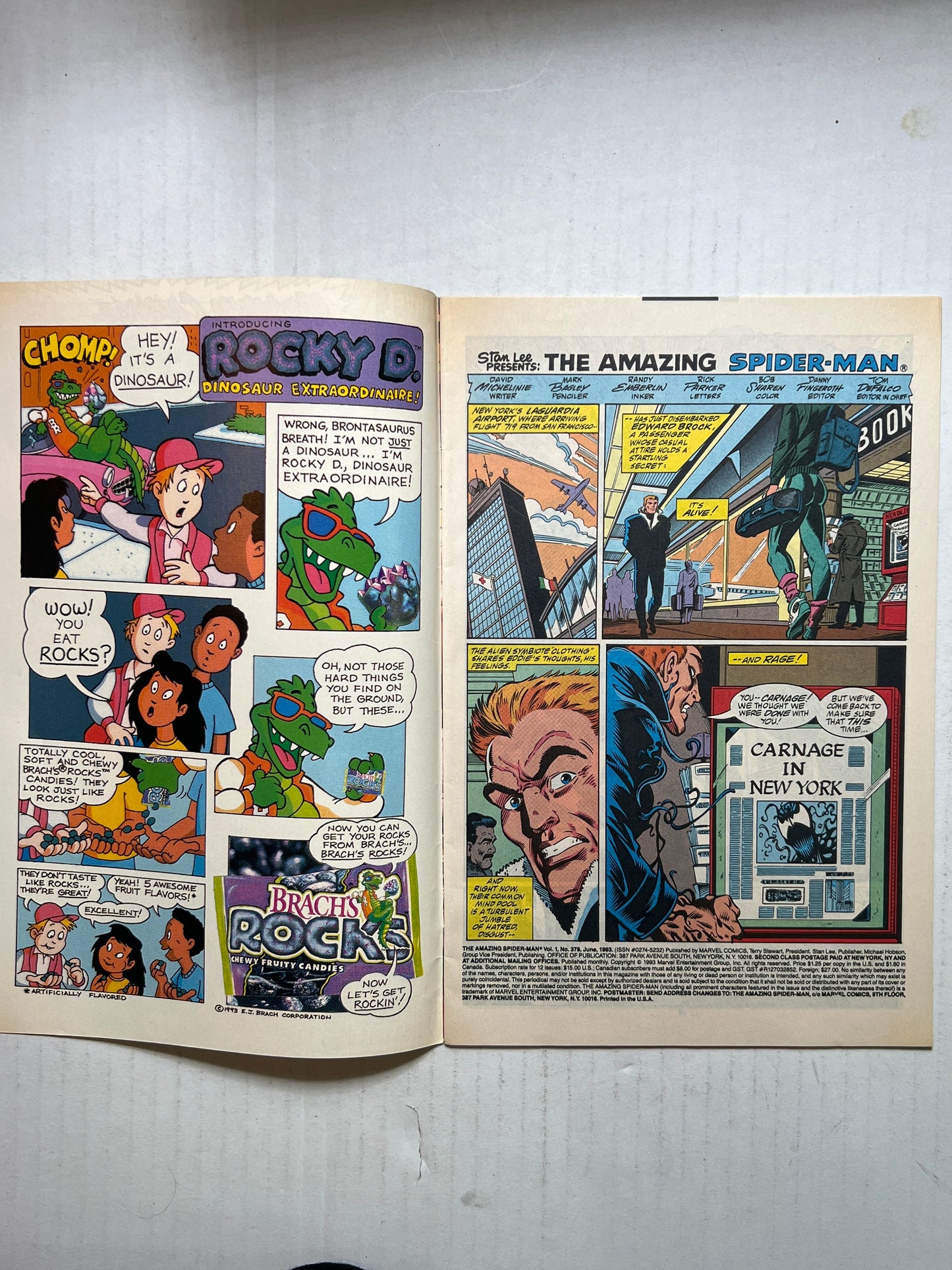 The Amazing Spider-Man By Marvel Comics Group “Maximum Carnage” Part 3 of 14 #378 Jun 1993 Comic Book