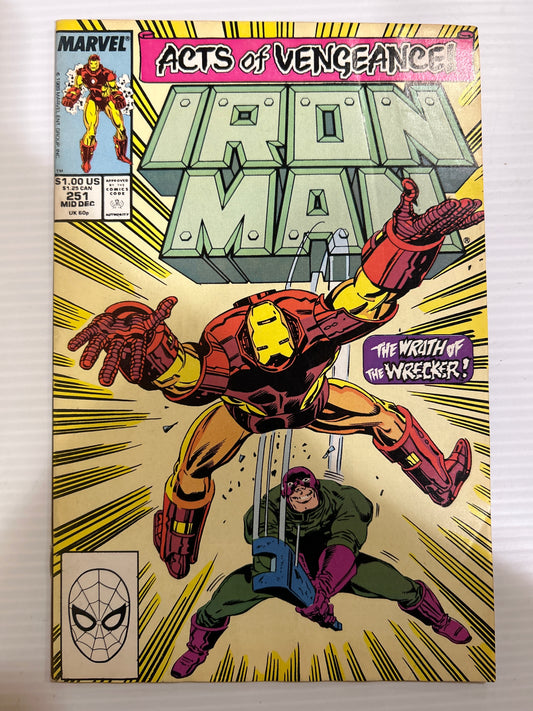 Acts of Vengeance! Iron Man by Marvel Comics Group "The Wrath of the Wrecker!" #251 Comic Book