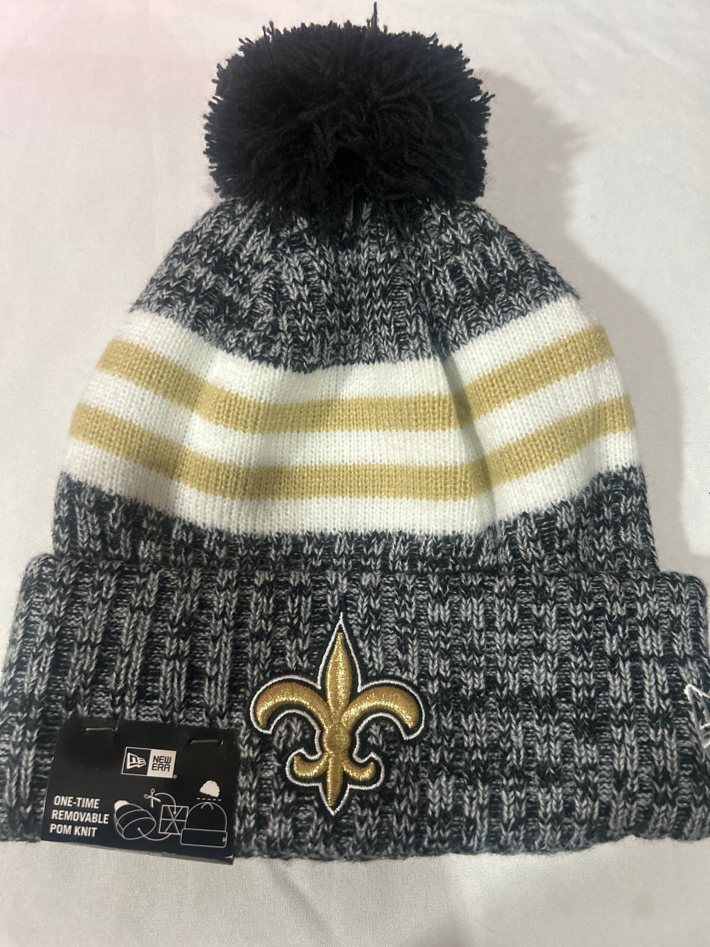 New Orleans Saints NFL New Era One Time Removable Pom Knit Beanie