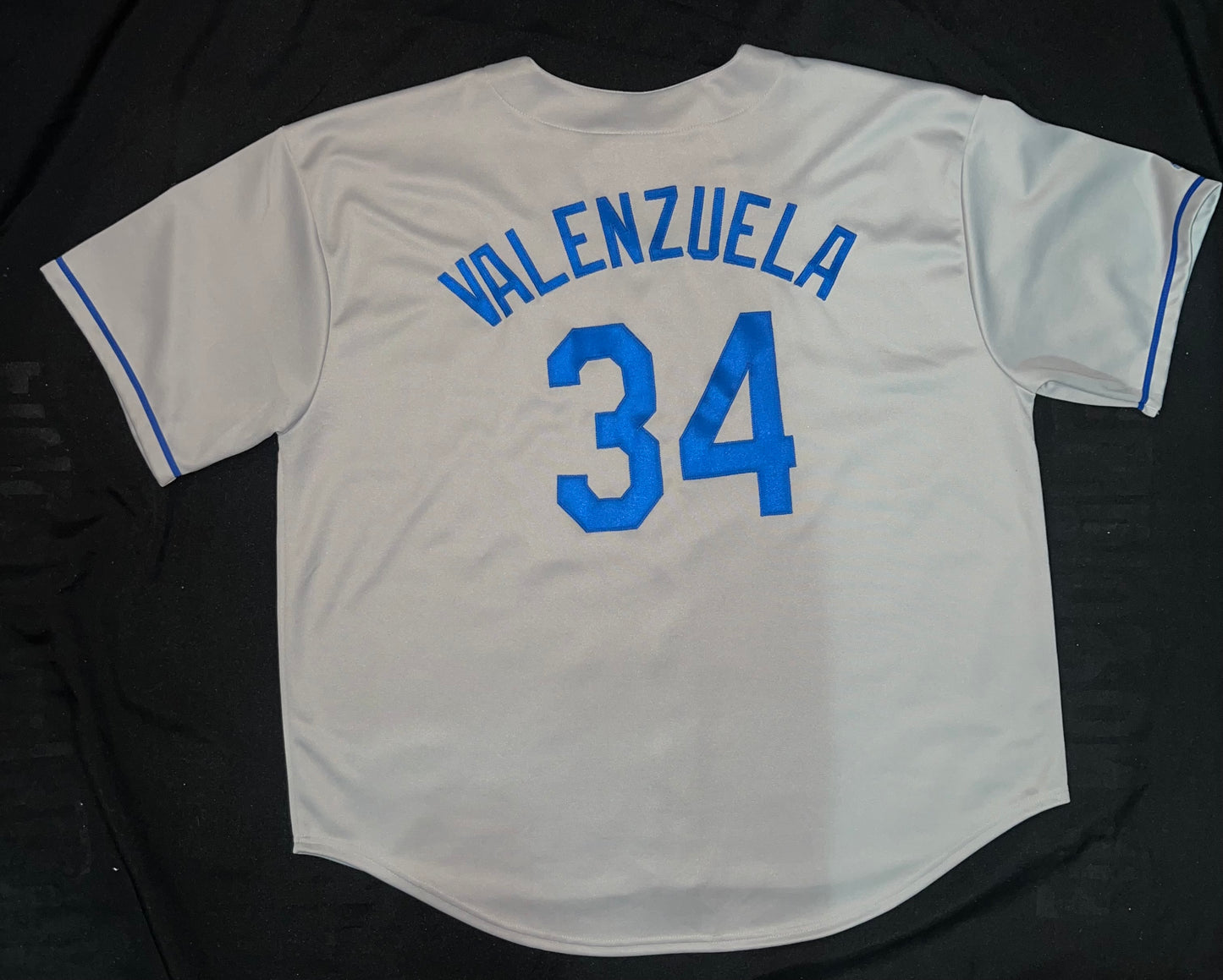 Los Angeles Dodgers MLB Majestic Genuine Merchandise #34 Valenzuela Big & Tall Grey Men Jersey