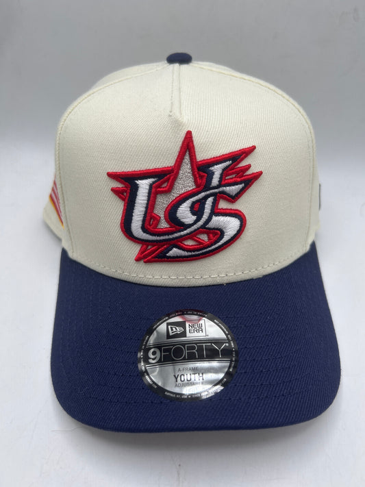 USA 2026 World Series Baseball Classic White/Navy New Era 9Fifty A-Frame Youth Adjustable Hat