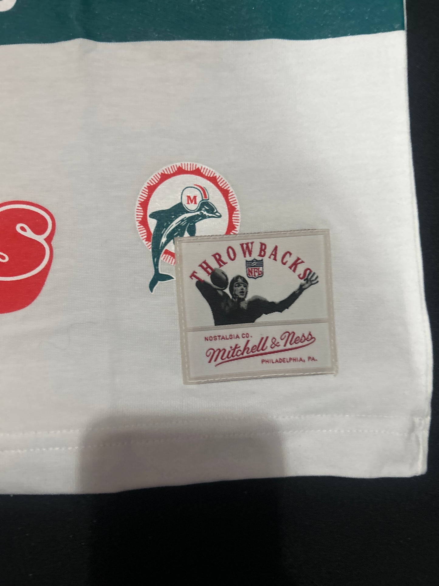Miami Dolphins NFL Mitchell & Ness #13 Dan Marino The Original Premium SS Tee Vintage Logo T-Shirt
