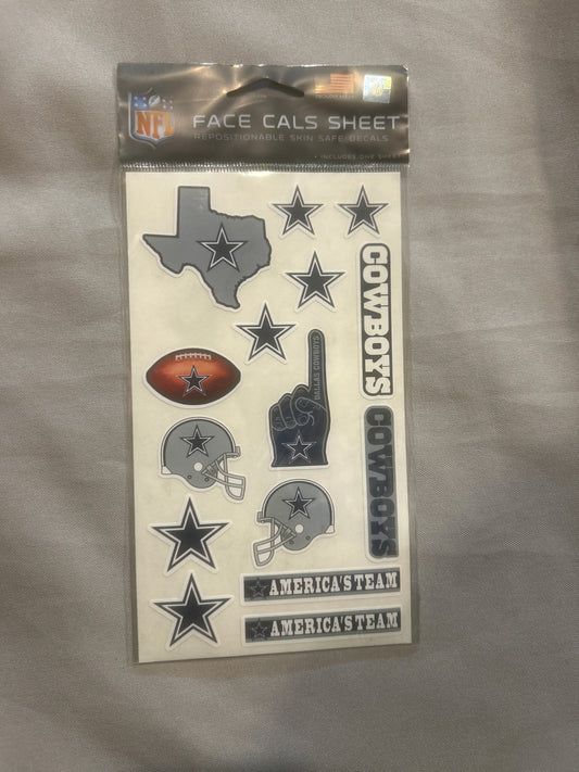 Dallas Cowboys NFL Face Cals Sticker Sheet