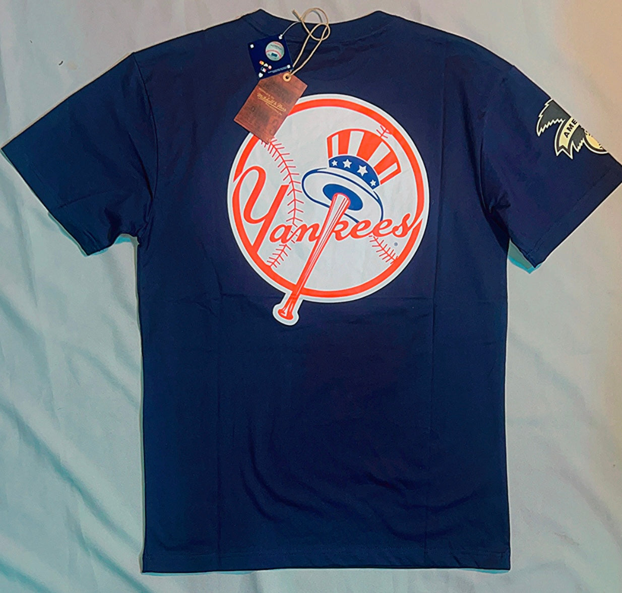 New York Yankees MLB Mitchell & Ness Genuine Merchandise Navy Logo Tee