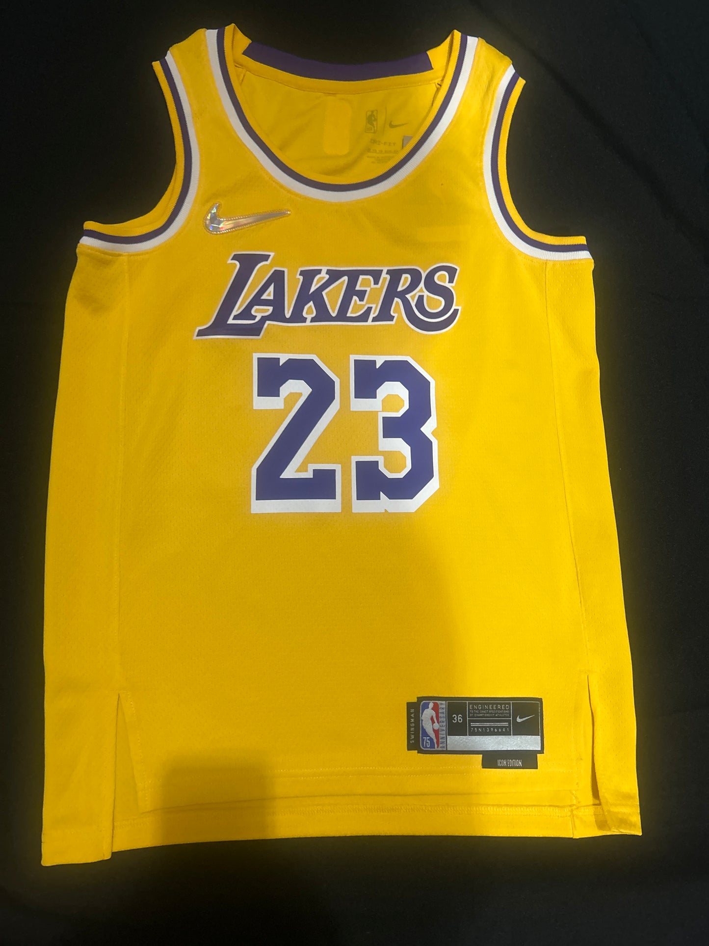 Los Angeles Lakers NBA Nike #23 LEBRON JAMES Dri-Fit Swingman Icon Edition Jersey