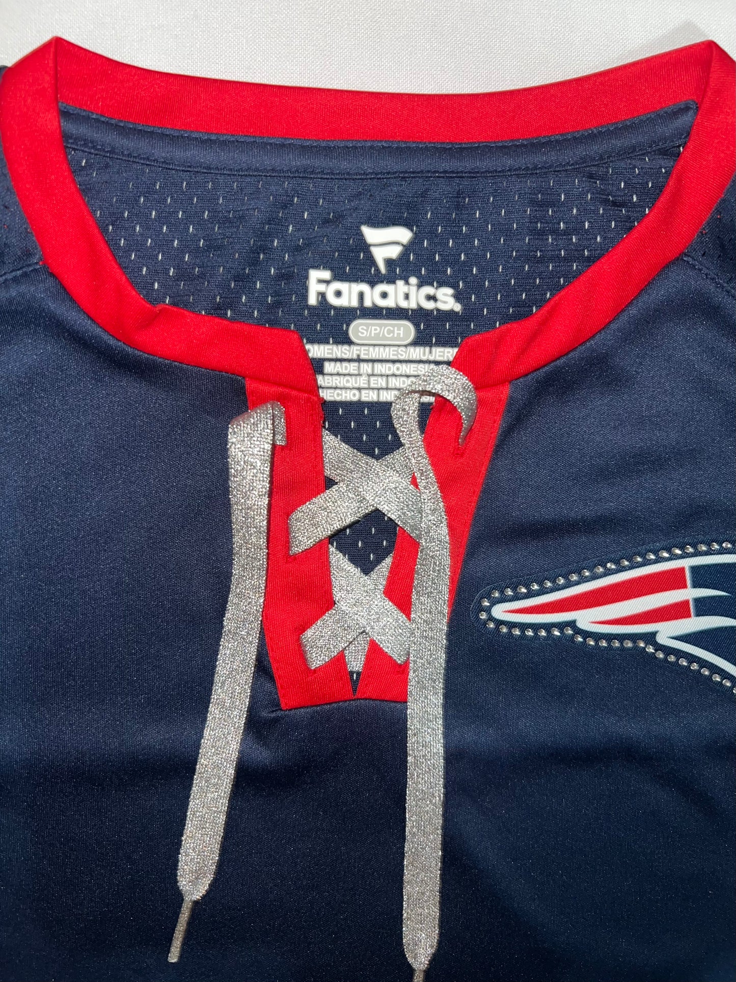 New England Patriots NFL Fanatics Lace-Up Women’s Short Sleeve Shirt