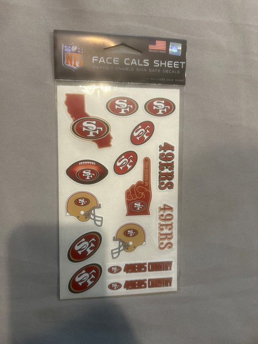 San Francisco 49ers NFL Face Cals Sticker Sheet
