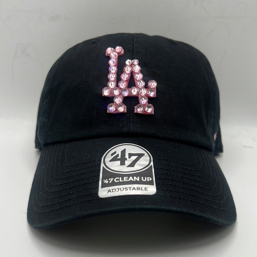 Los Angeles Dodgers MLB ‘47Clean Up Adjustable Bedazzled Black/Pink Hat