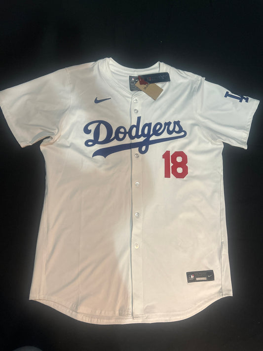 Los Angeles Dodgers MLB Nike Authentic Collection #18 YAMAMOTO - White Standard Fit Mens Jersey