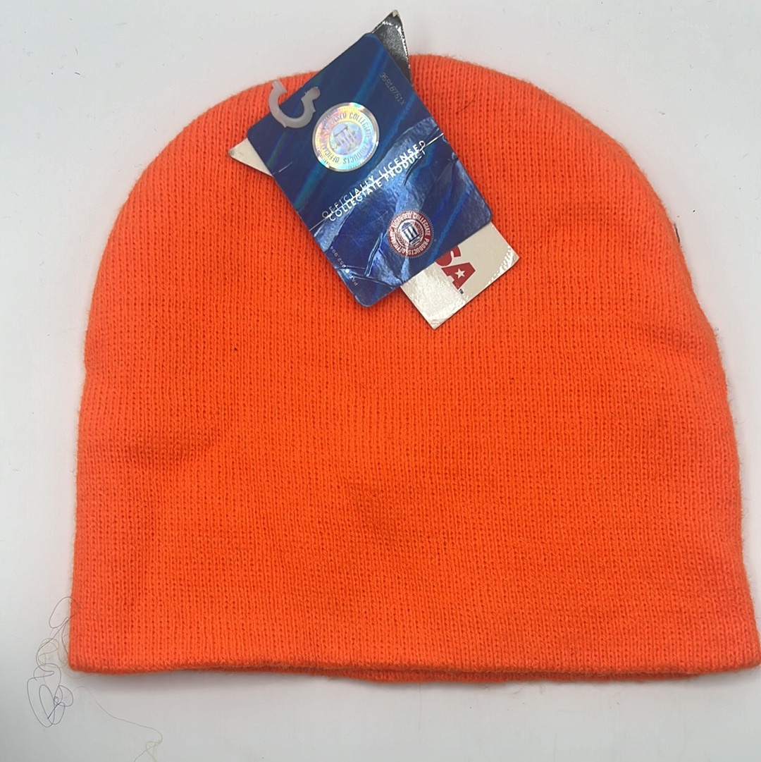 Illinois University Officially Licensed Collegiate Ann Co Product Neon Orange Beanie