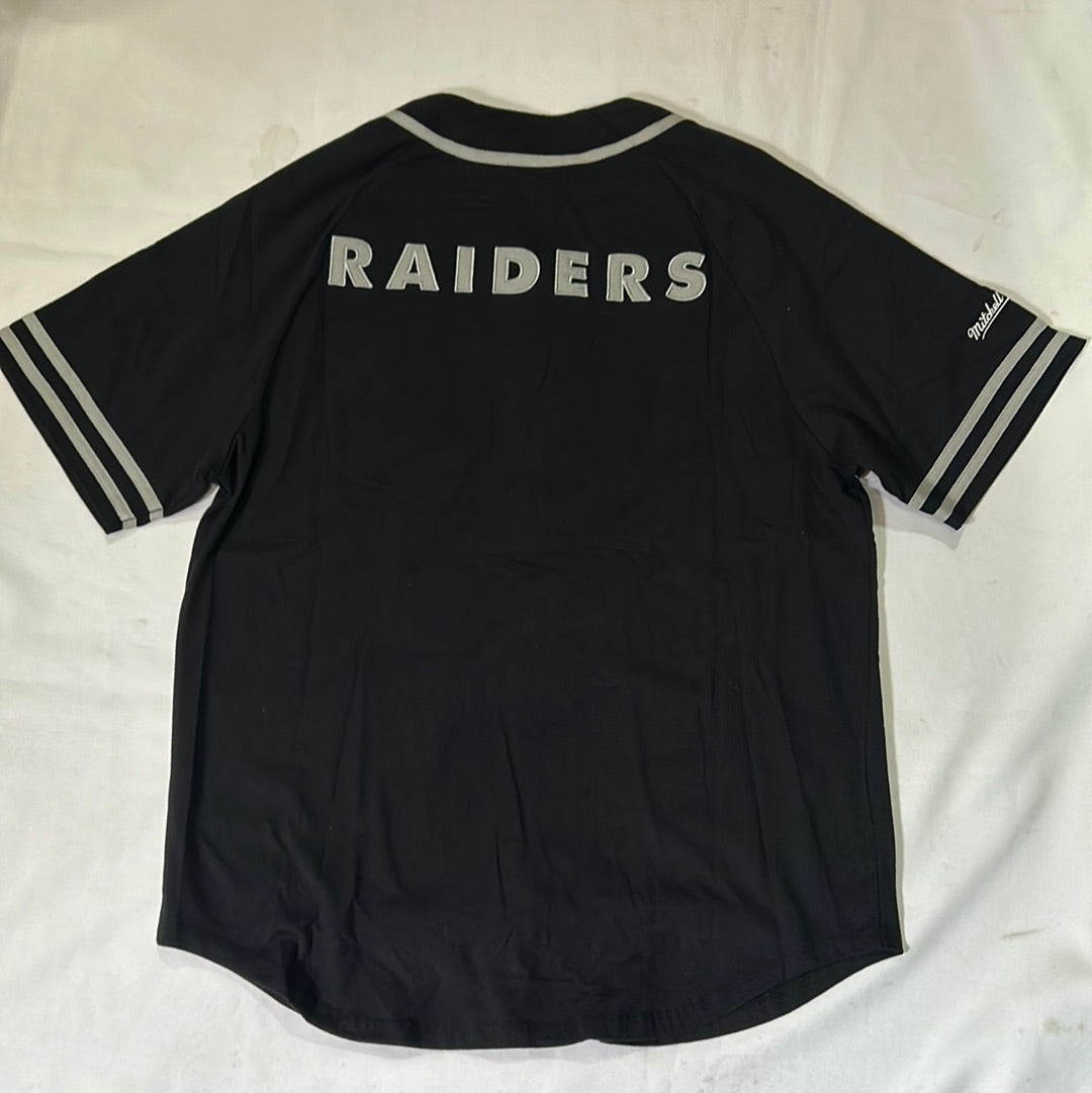 Las Vegas Raiders NFL Mitchell & Ness Nostalgia Co Throwback Cotton Fashion Front Button Up Men Jersey