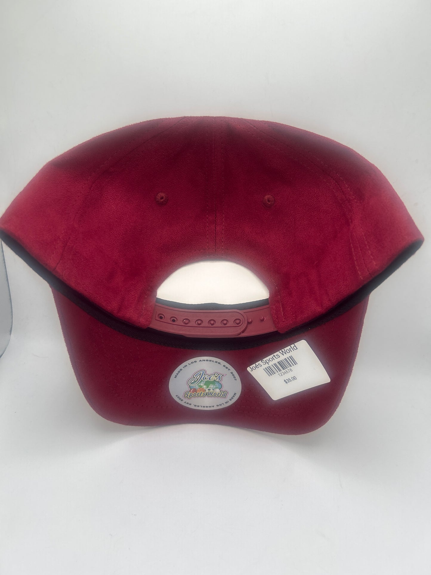 Los Angeles LA California State JSW Private Label Cardinal/Gold Suede A-Frame SnapBack Hat