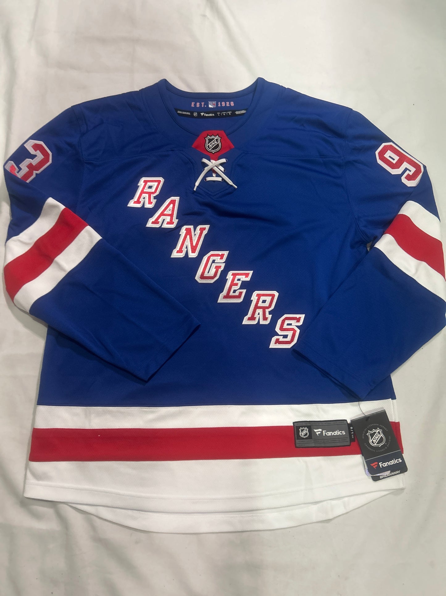 New York Rangers NHL  #93 Mika Zibanejad Fanatics Blue Home Breakaway Men Player Jersey