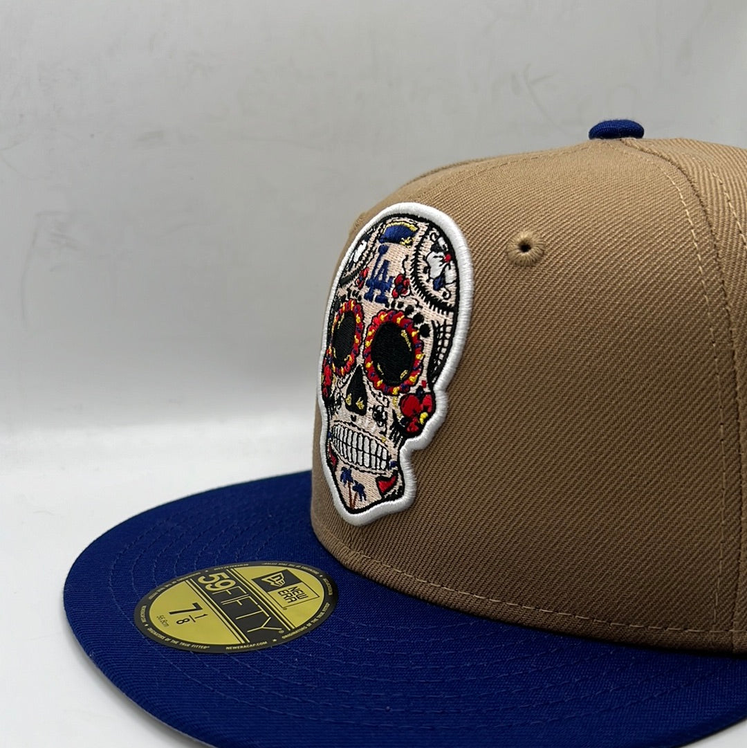 Los Angeles Dodgers MLB New Era 59Fifty Genuine Merchandise Sugar Skull khaki/Royal Blue Fitted Hat