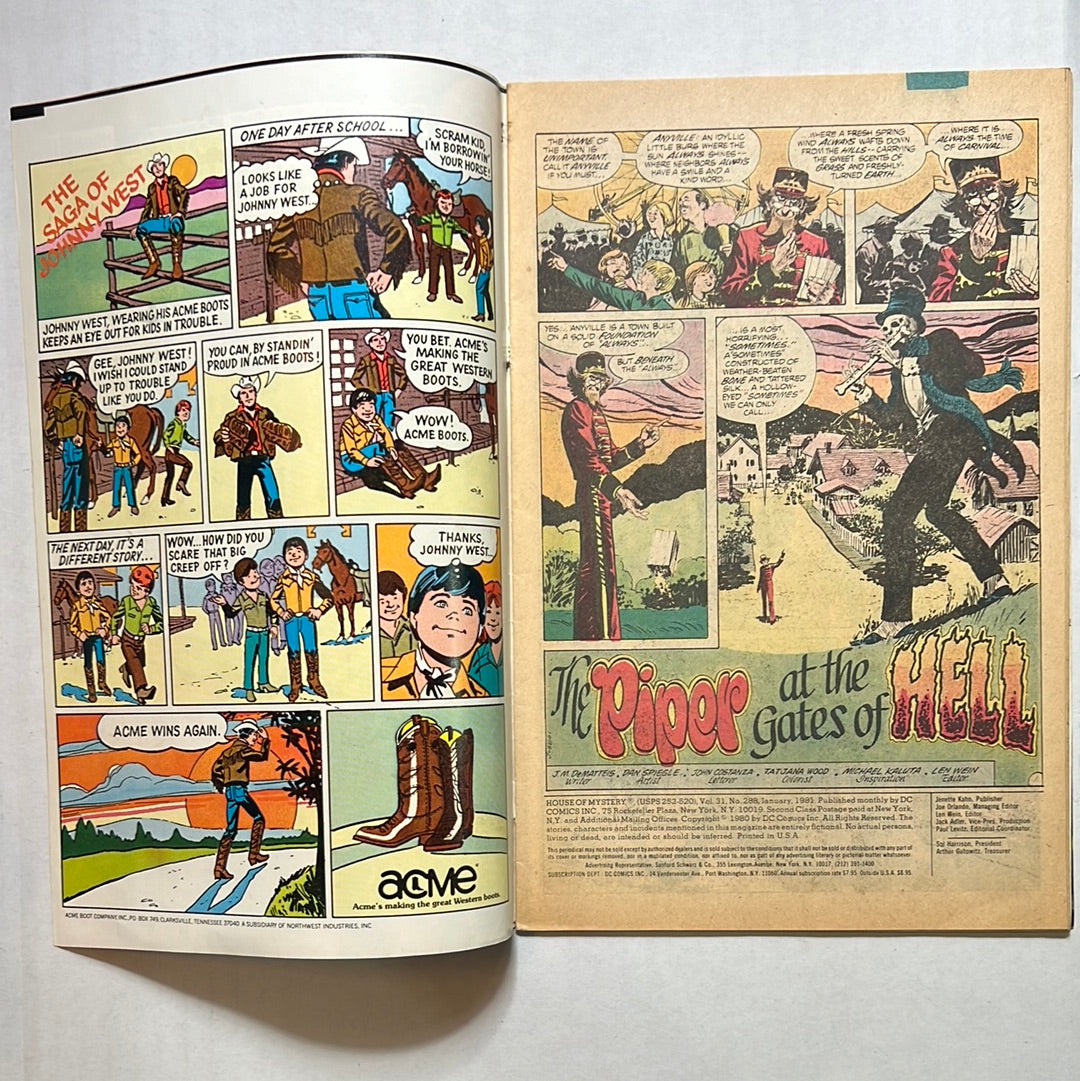 The House of Mystery by DC Comics “The Piper at the Gates of Hell” No. 288 Comic Books