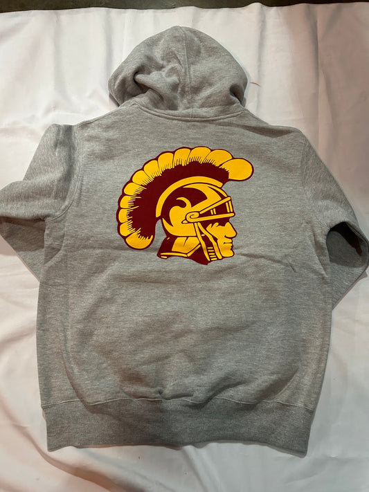 USC Trojans Authentic Apparel Heather Grey Pullover Hoodie Men Size with Logo at Back Panel