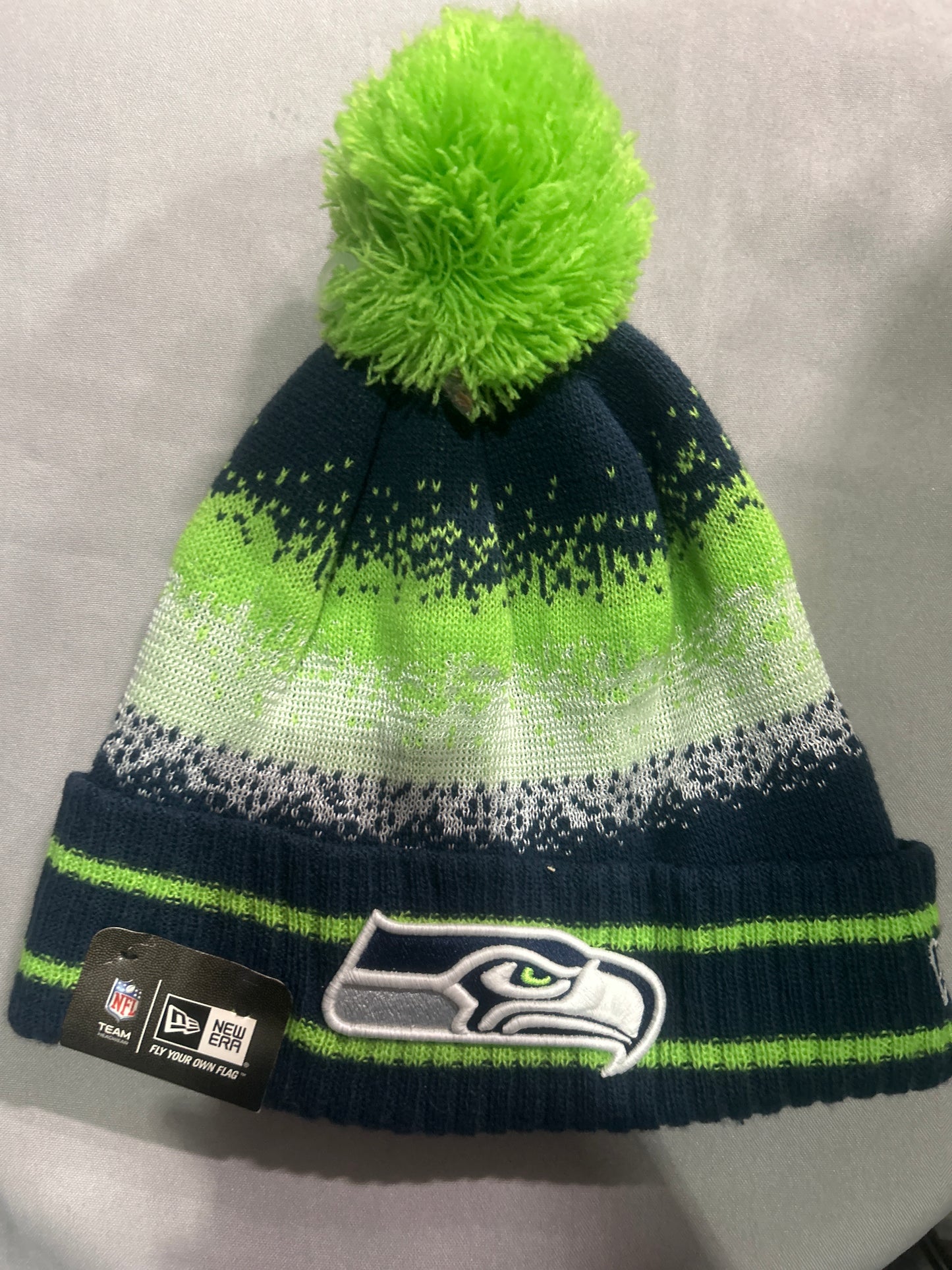 Seattle Seahawks NFL Official Colors Knit Pom Beanie