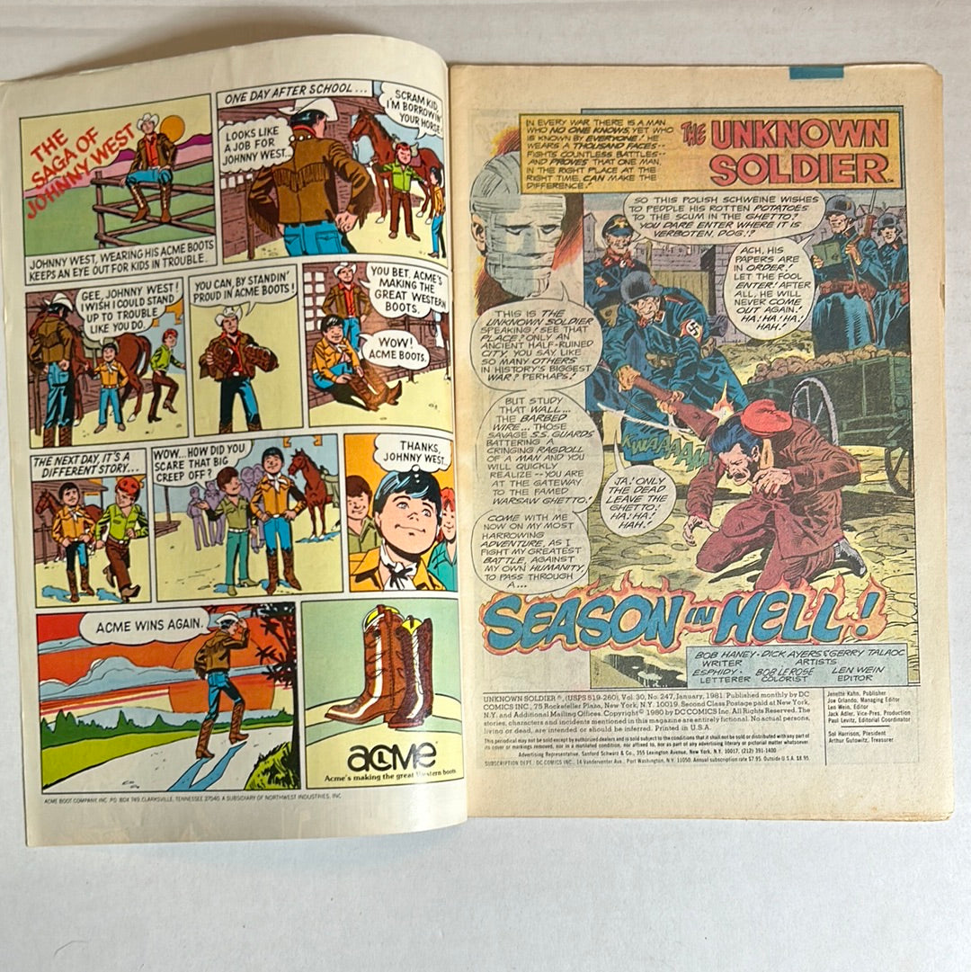 The Unknown Soldier by DC Comics "A Season in Hell" No. 247 Comic Book