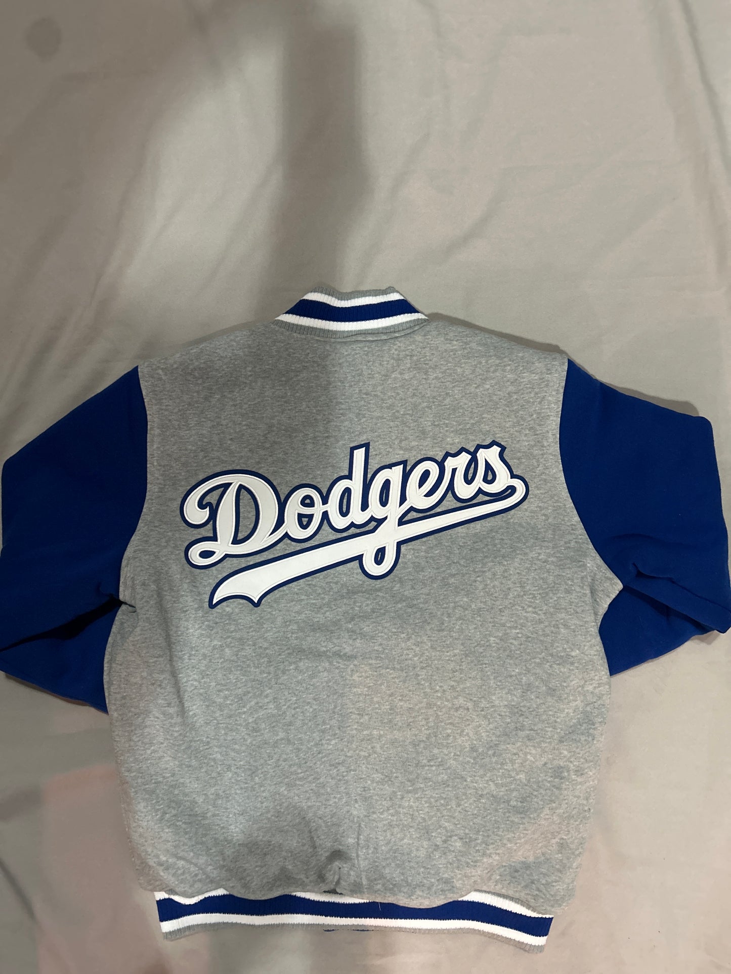 Los Angeles Dodgers MLB JH Design Group Reversible Two-Toned Fleece Buttoned Jacket - Grey/Royal Blue