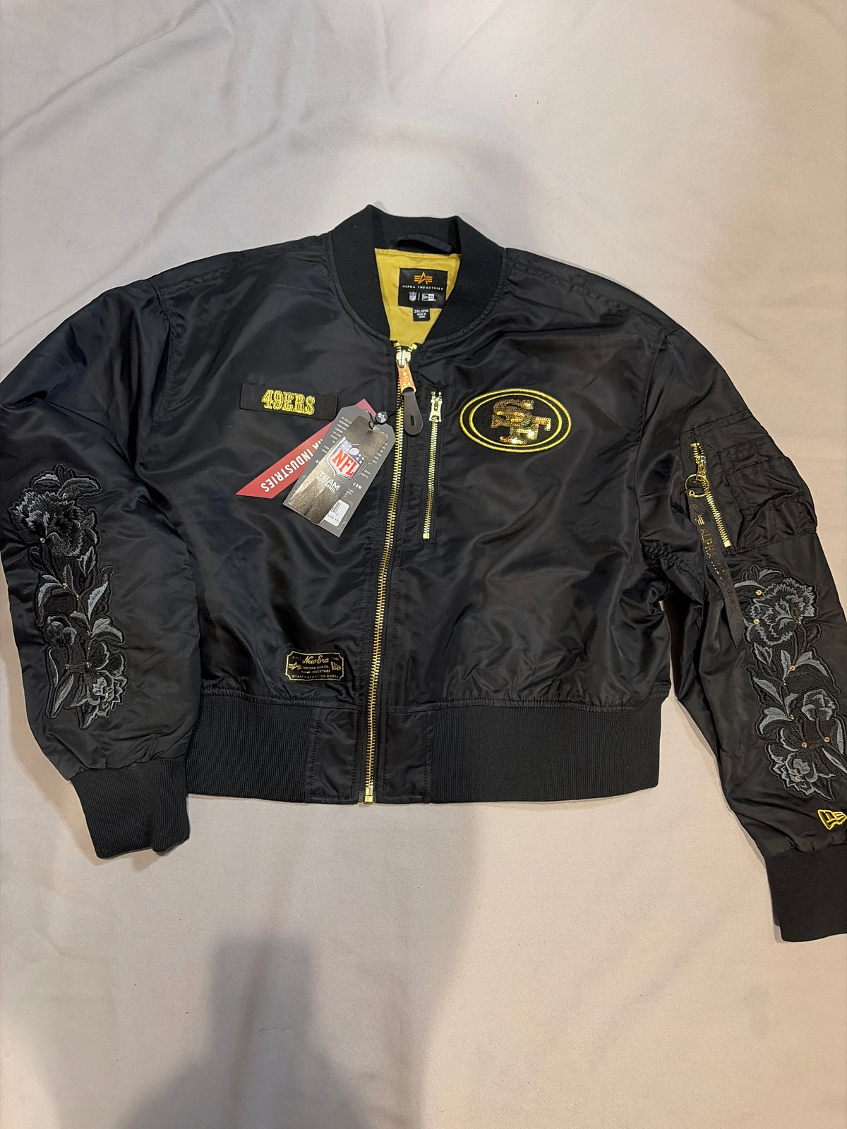 San Francisco 49ers NFL NEW ERA Women Cropper Bomber Jacket