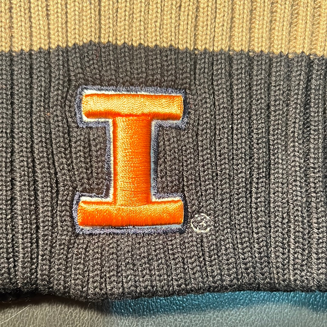 Illinois University Officially Licensed Collegiate Ann Co Product Triple Color Beanie