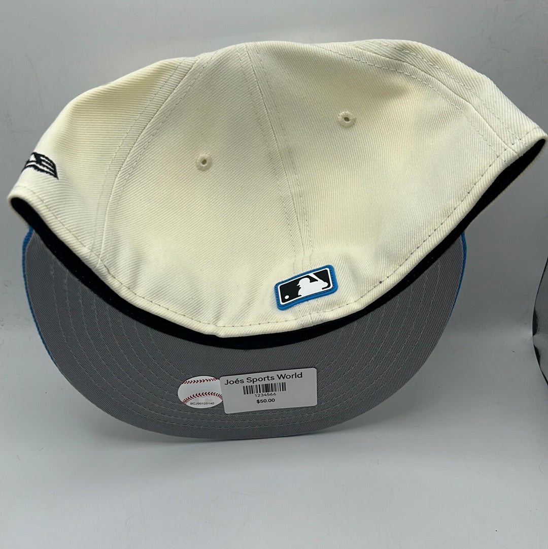 Los Angeles Dodgers MLB New Era 59 Fifty "Los Angeles 50th Anniversary 1958-2008" Patch Off White/Sky Blue Fitted Hats