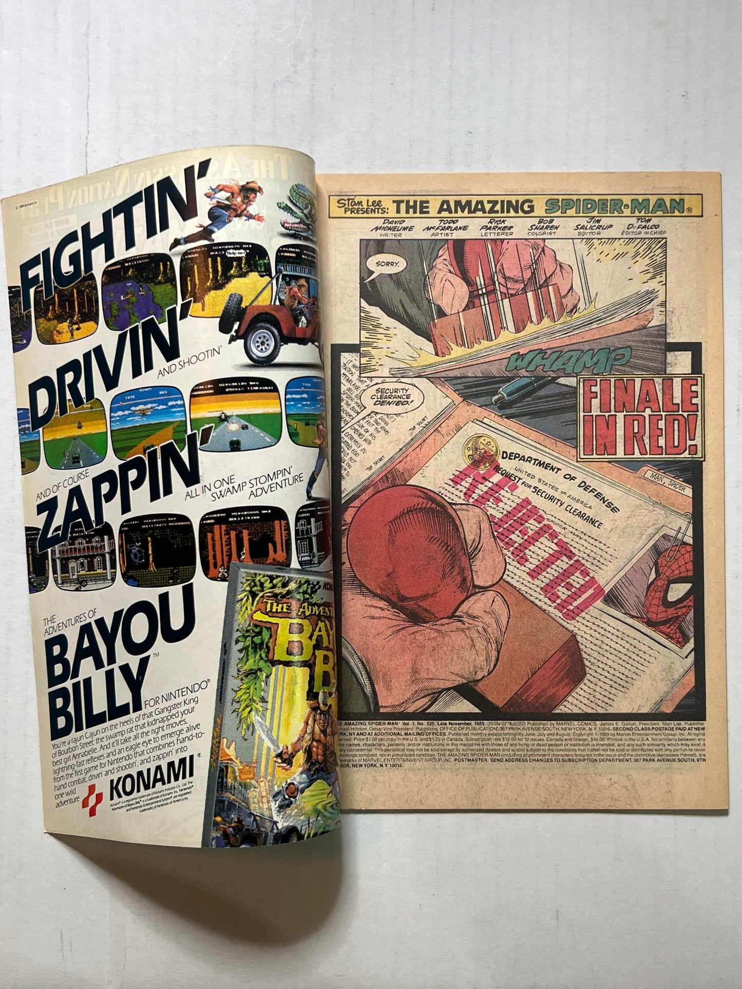 The Amazing Spider-Man by Marvel Comic Book “The Assassin Nation Plot” Part 6 of 6 #325 Comic Book