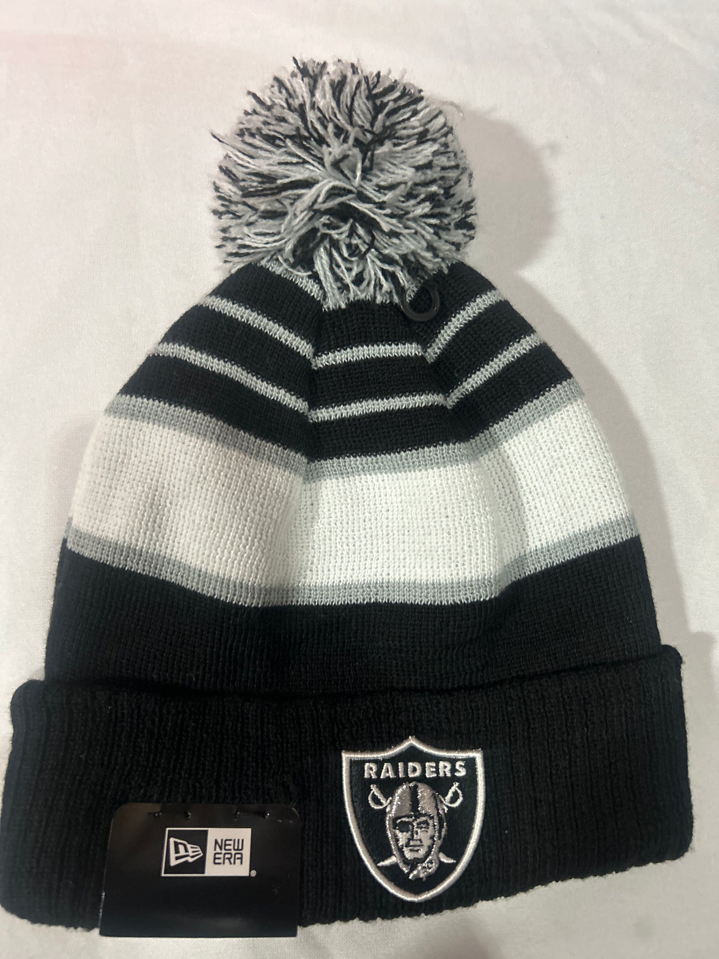 Las Vegas Raiders NFL New Era One Time Removable Pom Knit Beanie