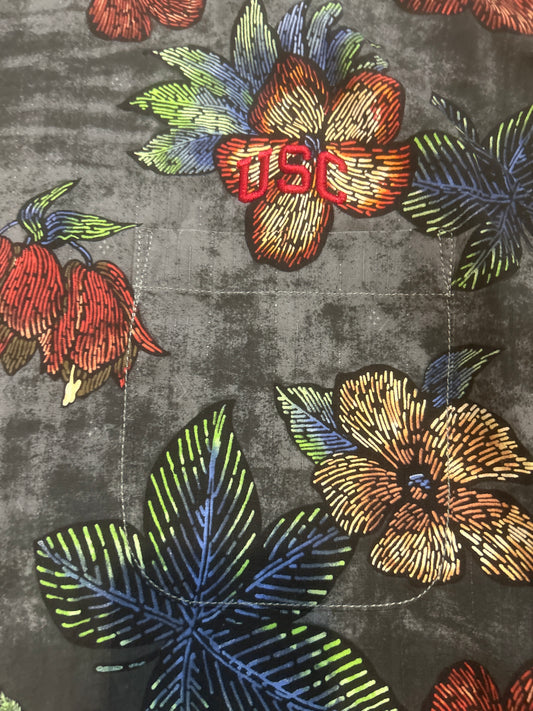 USC Trojans Tommy Bahama Silk Button-Up Floral Original Fit Men Polo Guayabera