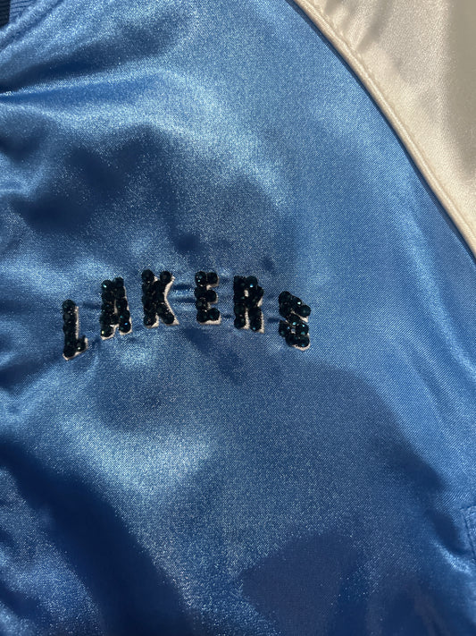 Los Angeles Lakers NBA Vintage Hardwood Classics Reversible Bedazzle Women Bomber Jacket