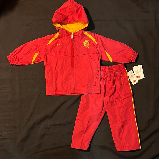 USC Trojans Nike with Trojans Logo and USC Lettering Embroidered Hooded Windrunner Full-Zip Infant 2-Piece Set