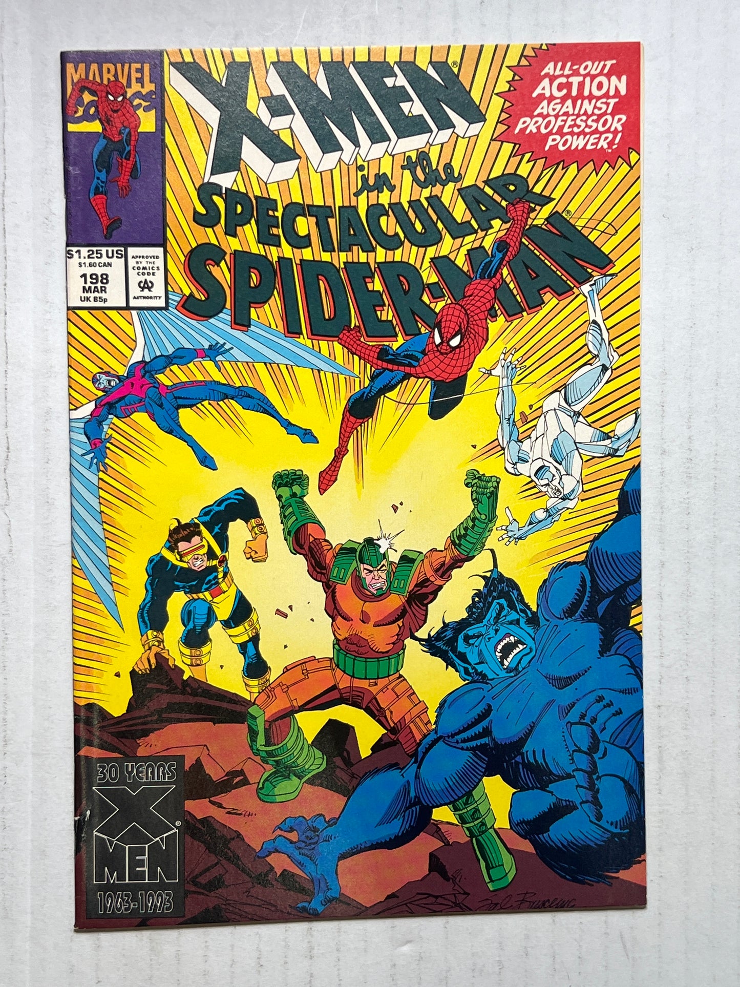 X-Men in the Spectacular Spider-Man by Marvel Comics Group “All-Out Action Against Professor Power!” #198 Mar 1993 Comic Book