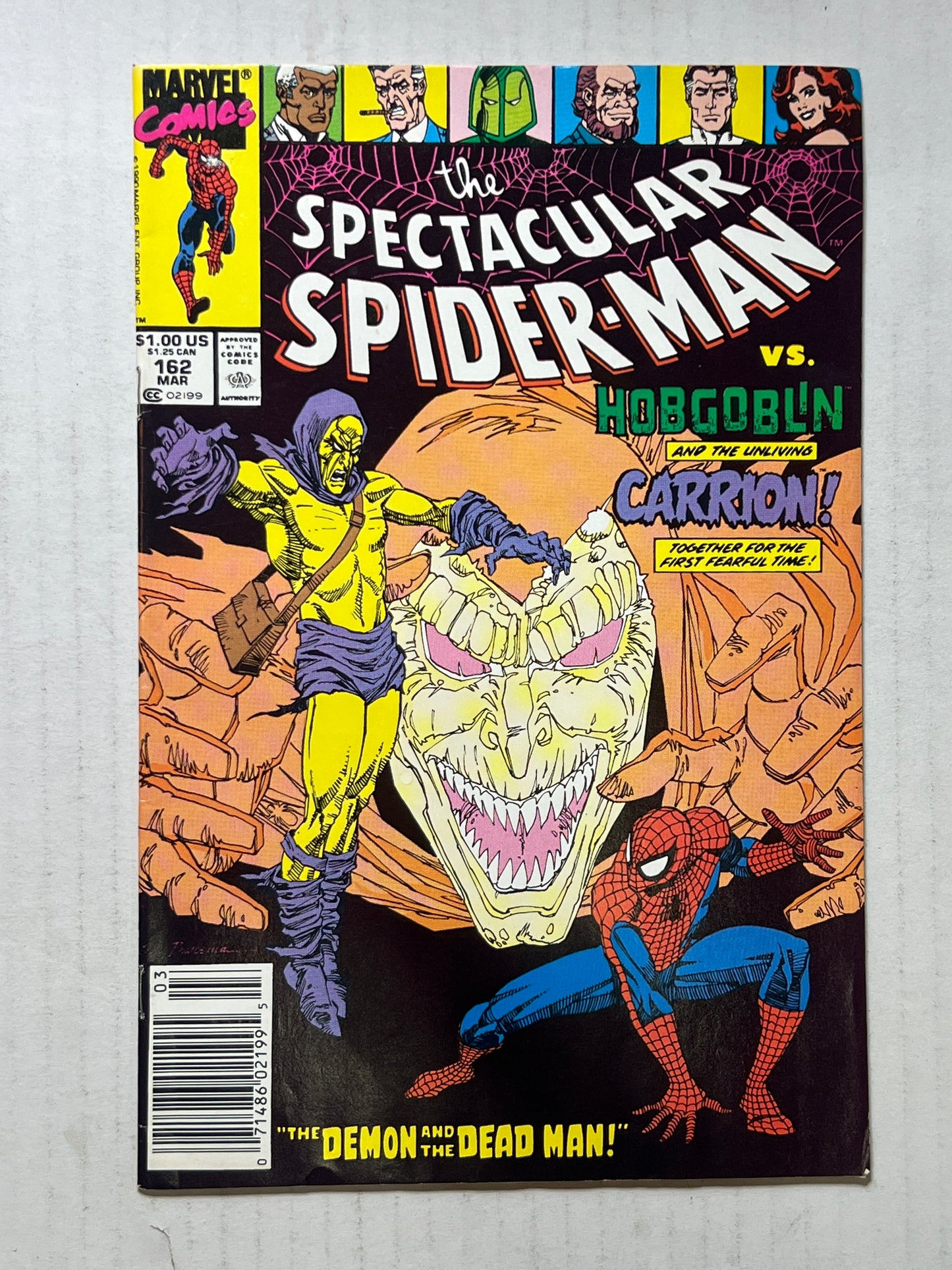 The Spectacular Spider-Man by Marvel Comics Group “The Demon and the Dead Man!” #162 Mar 1990 Comic Book