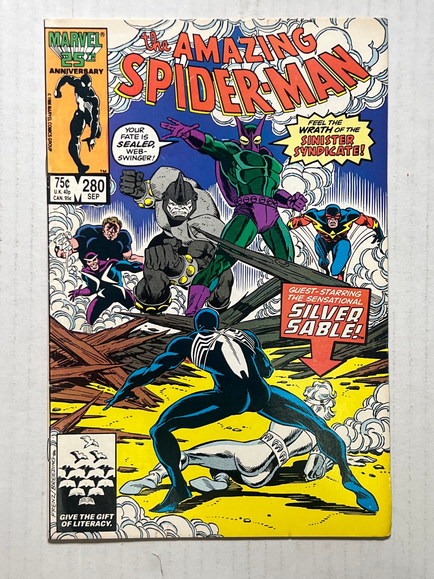 The Amazing Spider-Man by Marvel Comics Group “Feel the Wrath of the Sinister Syndicate!” Marvel 25th Anniversary #280 Sept 1986 Comic Book