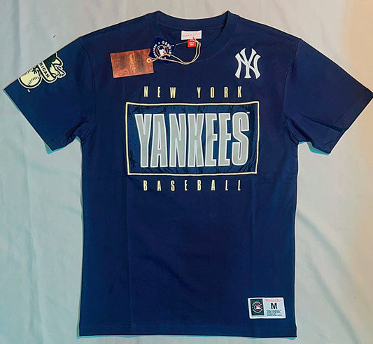 New York Yankees MLB Mitchell & Ness Genuine Merchandise Navy Logo Tee